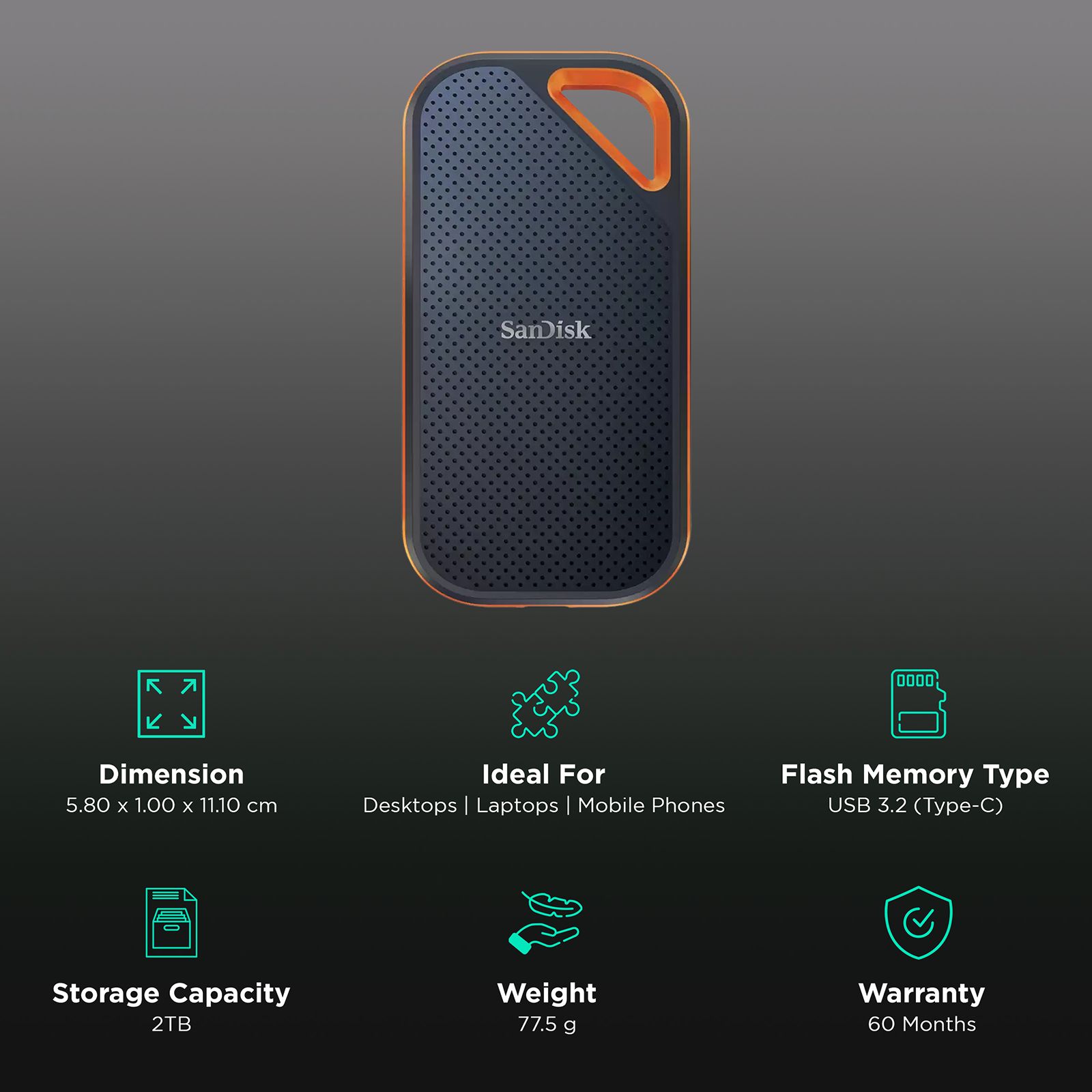 Buy Sandisk Extreme Pro 2TB USB 3.2 (Type-C) Solid State Drive